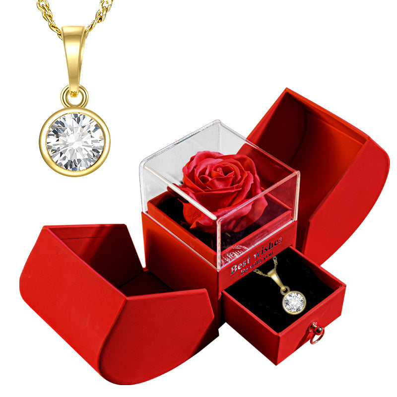 Rose Box with White Stone ( Gold )