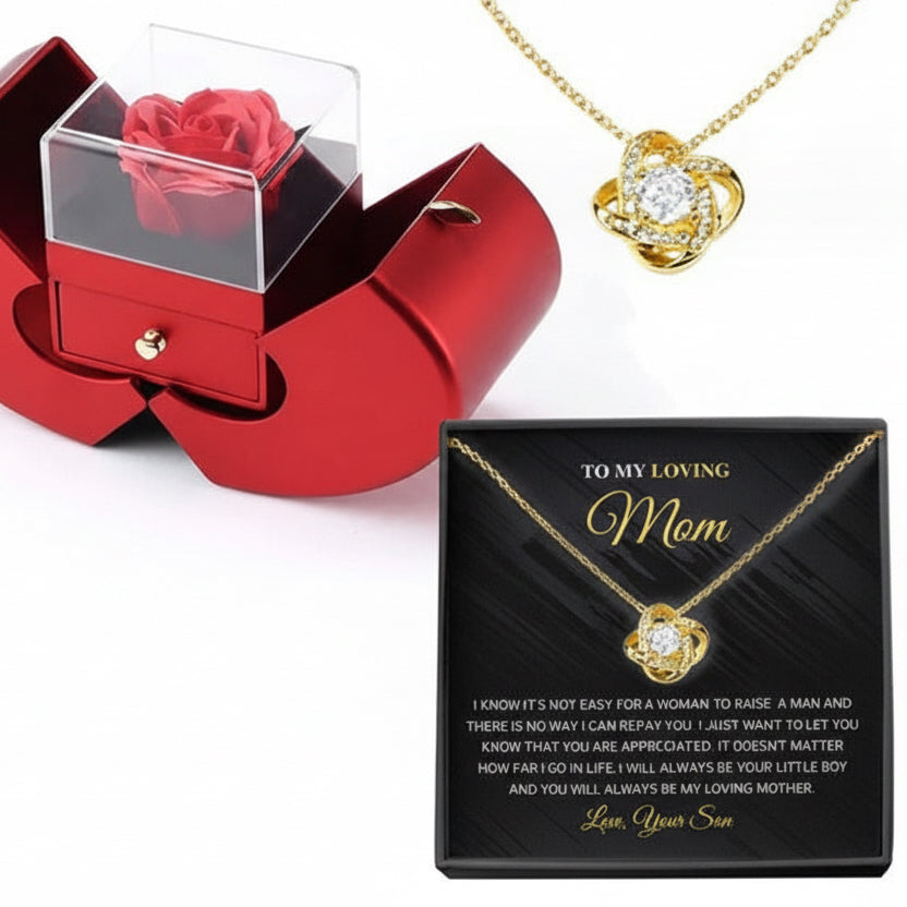 Apple Rose Gift Box with Necklace (From Son)