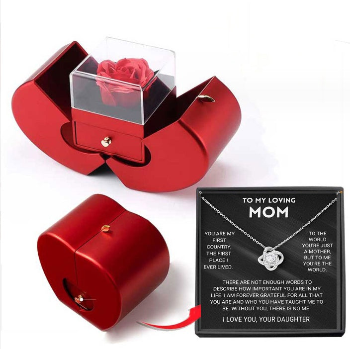 Apple Rose Gift Box with Necklace (From Daughter)