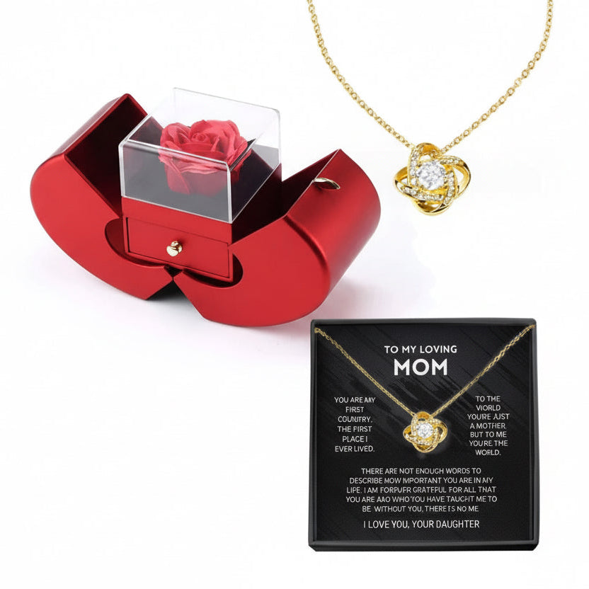 Apple Rose Gift Box with Necklace (From Daughter)