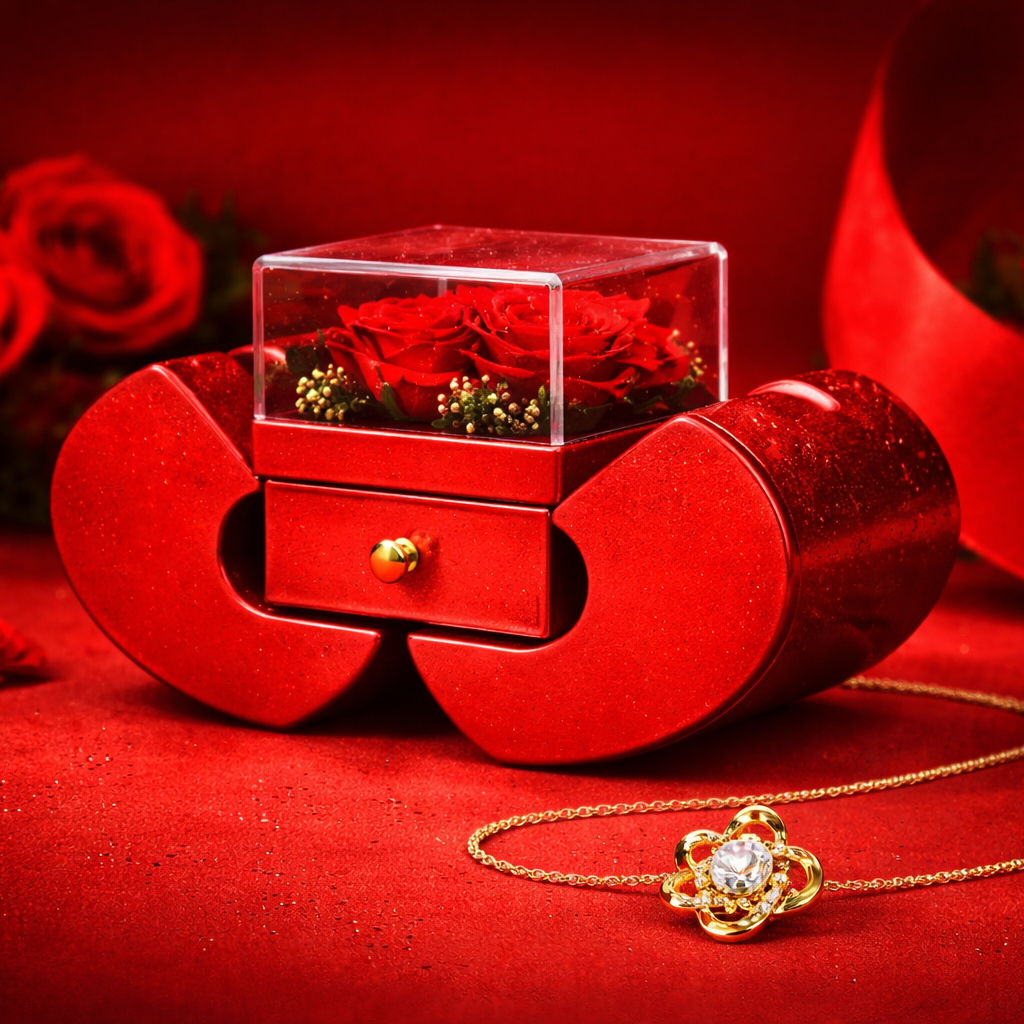 Love Apple Rose Gift Box with Necklace