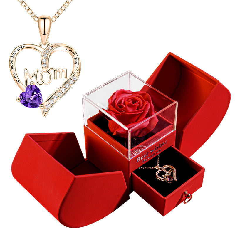 Rose Box with MOM Necklace