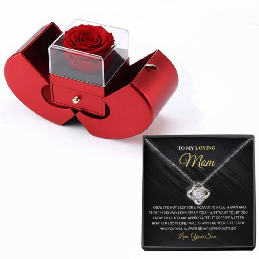 Apple Rose Gift Box with Necklace (From Son)