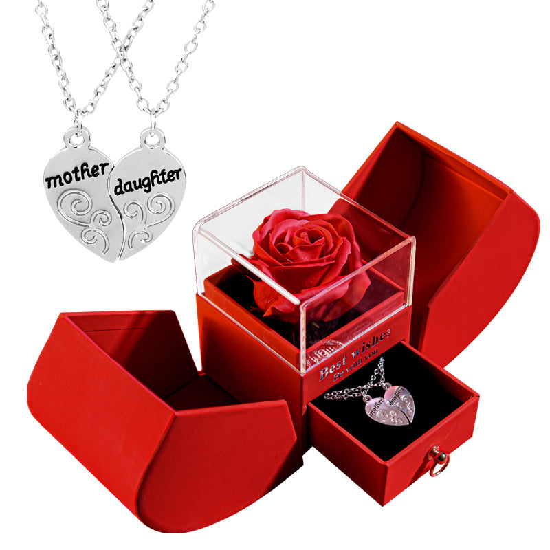 Rose Box with Mother-Daughter Necklace