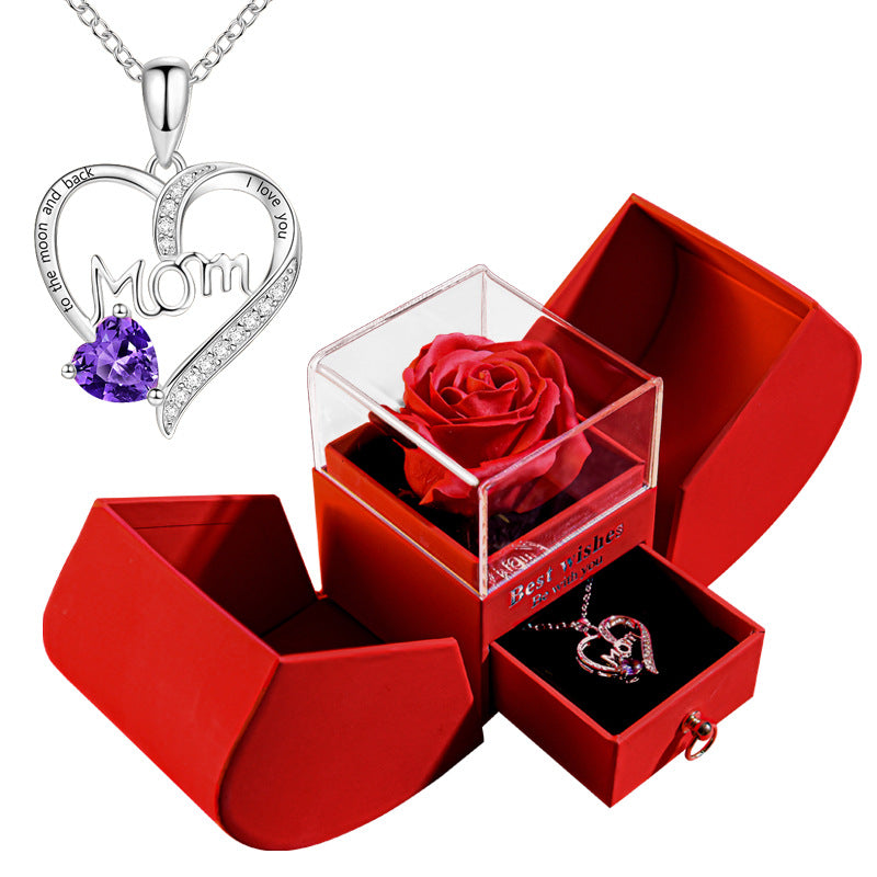 Rose Box with MOM Necklace